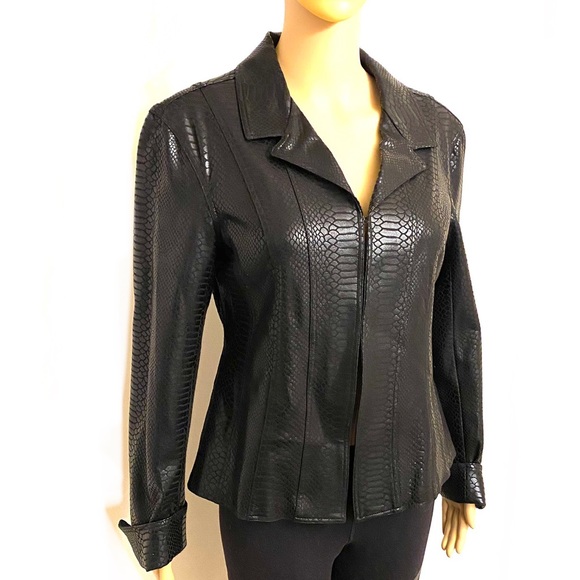 virtue Jackets & Blazers - VIRTUE Faux Snake Leather Black Jacket